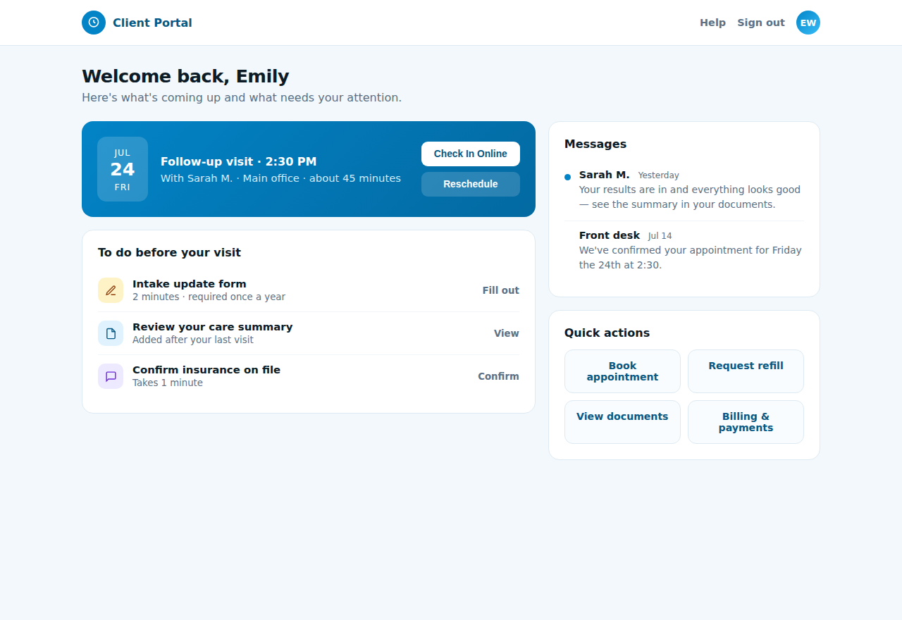 Client & Patient Portal